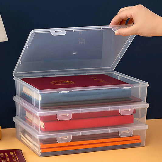 Boîte de rangement en plastique pour fournitures, grande capacité, informations transparentes, enregistrement domestique, forme carrée, boîte de rangement transparente A4 by Sirius Flow