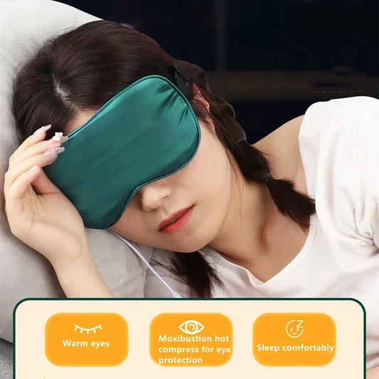 Masque pour les yeux chauffant USB, masque de couchage en soie pour les yeux, couverture chauffante pour les yeux, pare-soleil de voyage, bandeau chauffant pour les yeux by Sirius Flow