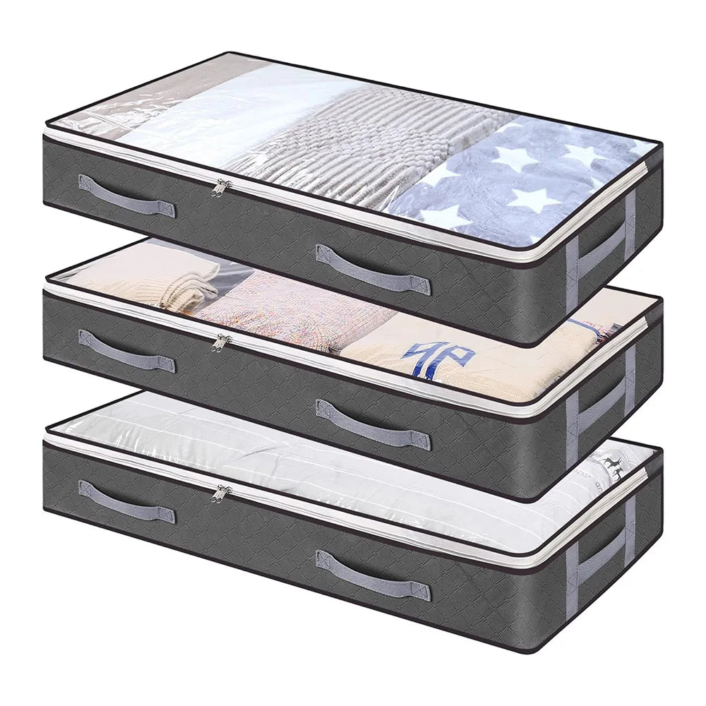 Conteneurs de rangement pliables sous le lit, avec fenêtre transparente, organisateurs de jouets sous le lit et sacs de rangement pour vêtements, bacs de rangement pour placard by Sirius Flow