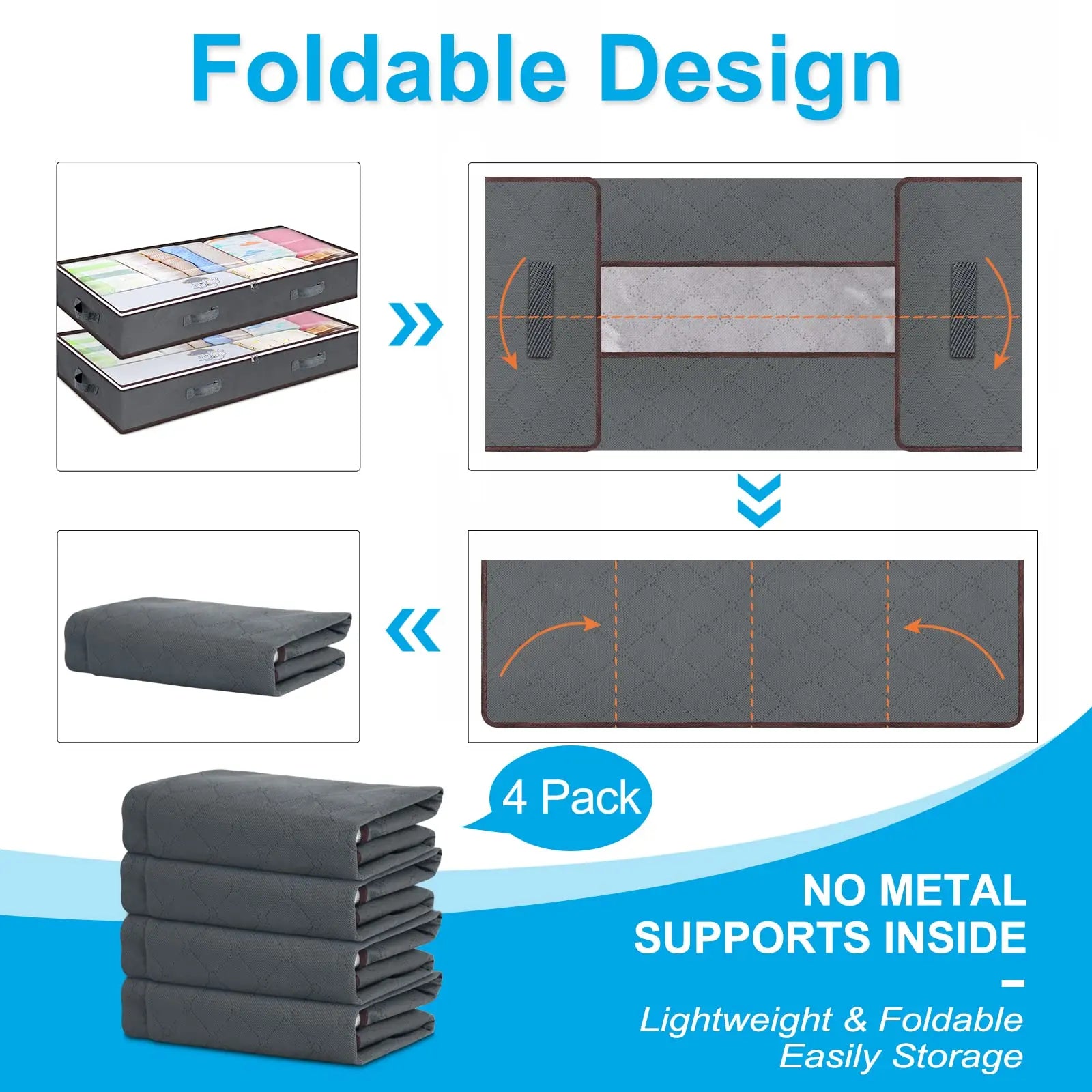 Conteneurs de rangement pliables sous le lit, avec fenêtre transparente, organisateurs de jouets sous le lit et sacs de rangement pour vêtements, bacs de rangement pour placard by Sirius Flow