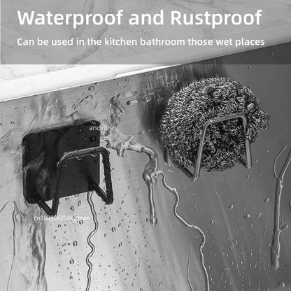 Porte-éponges d'évier de cuisine en acier inoxydable, égouttoir auto-adhésif, support de séchage, crochets muraux de cuisine, organisateur de rangement d'accessoires by Sirius Flow