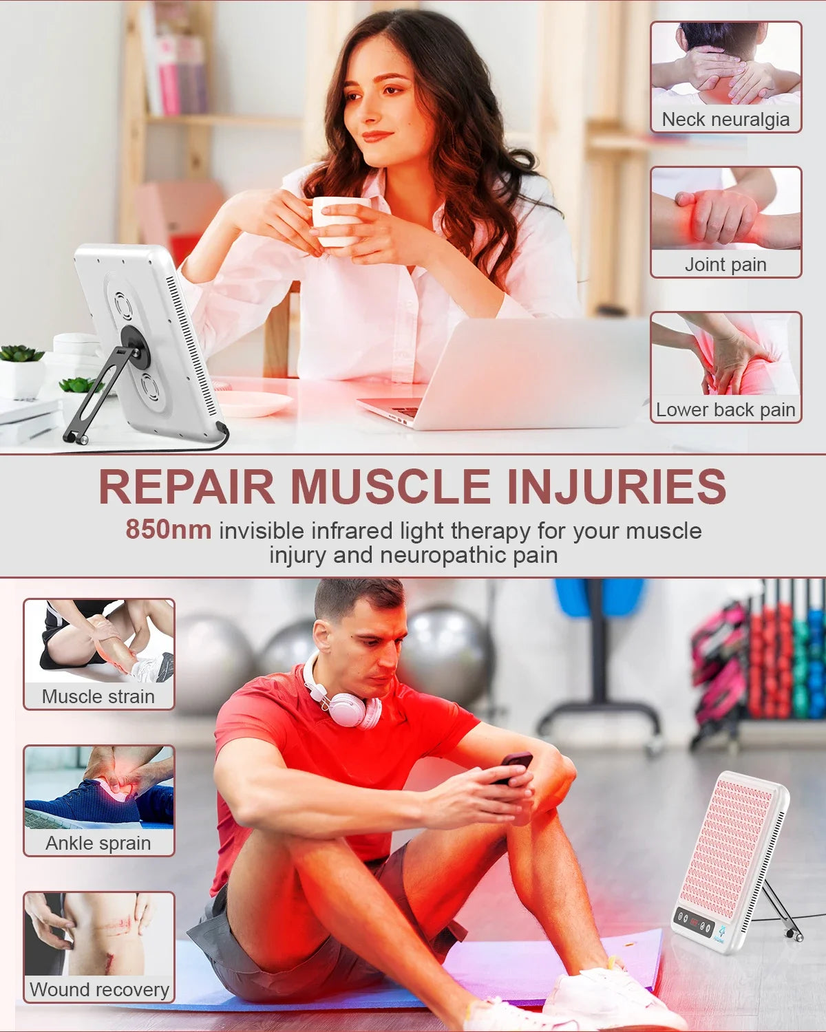 Astarexin – panneau de thérapie à la lumière rouge, dispositif LED Anti-inflammatoire pour le visage, soins de la peau, lampe 660nm850nm pour soulager la douleur Anti-âge by Sirius Flow