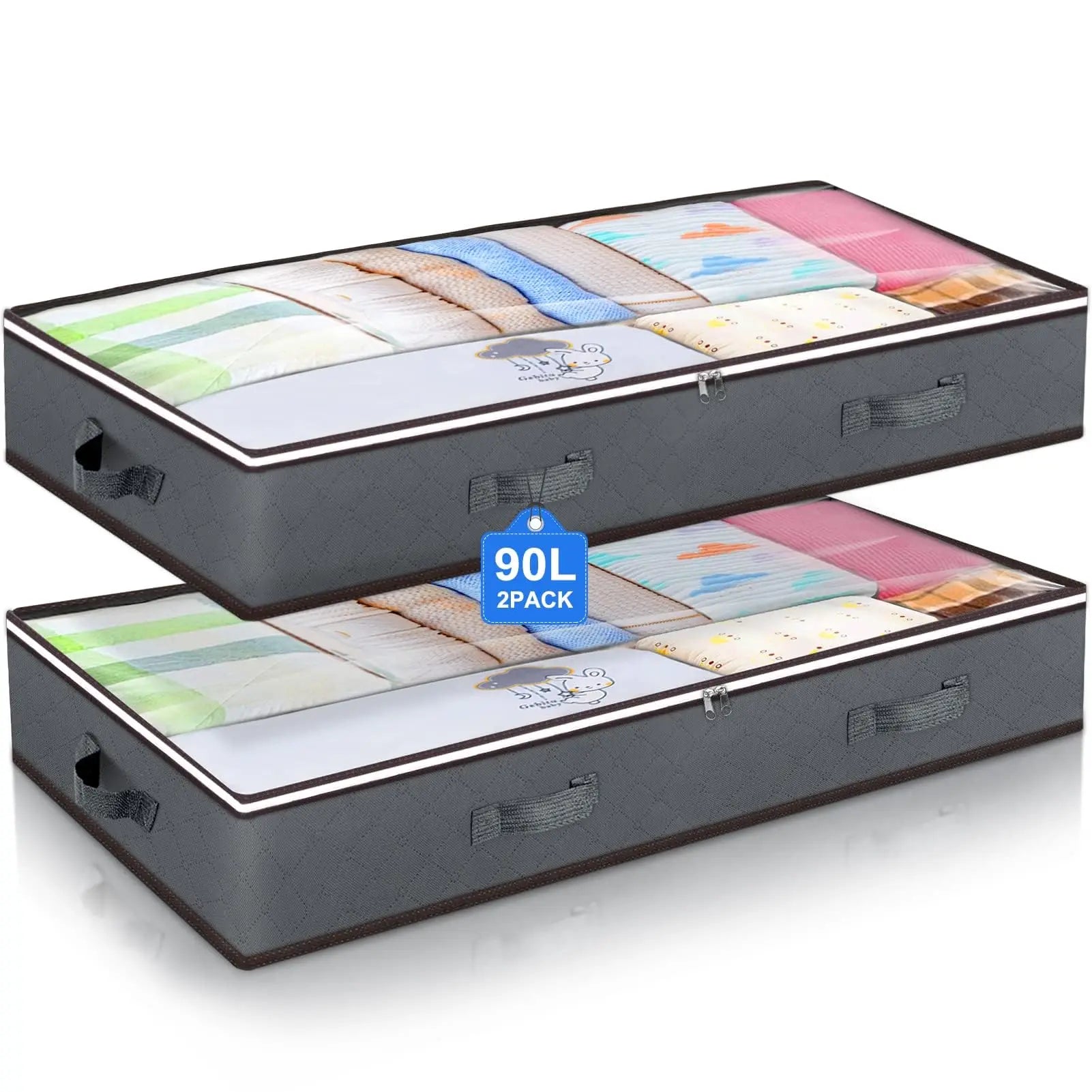 Conteneurs de rangement pliables sous le lit, avec fenêtre transparente, organisateurs de jouets sous le lit et sacs de rangement pour vêtements, bacs de rangement pour placard by Sirius Flow