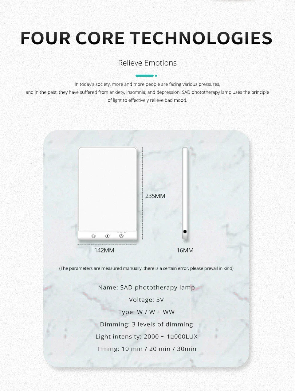 Lampe de thérapie à la lumière triste 5V, traitement des troubles affactifs saisonniers, photothérapie bionique, dépression de la lumière du soleil, lampe Anti-fatigue by Sirius Flow