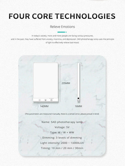 Lampe de thérapie à la lumière triste 5V, traitement des troubles affactifs saisonniers, photothérapie bionique, dépression de la lumière du soleil, lampe Anti-fatigue by Sirius Flow