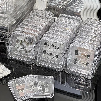 Boîtes acryliques de stockage d'ongles à pression, avec feuilles adhésives, boîtes transparentes pour ongles, outils et accessoires de rangement de bijoux, 10 pièces by Sirius Flow