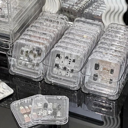 Boîtes acryliques de stockage d'ongles à pression, avec feuilles adhésives, boîtes transparentes pour ongles, outils et accessoires de rangement de bijoux, 10 pièces by Sirius Flow