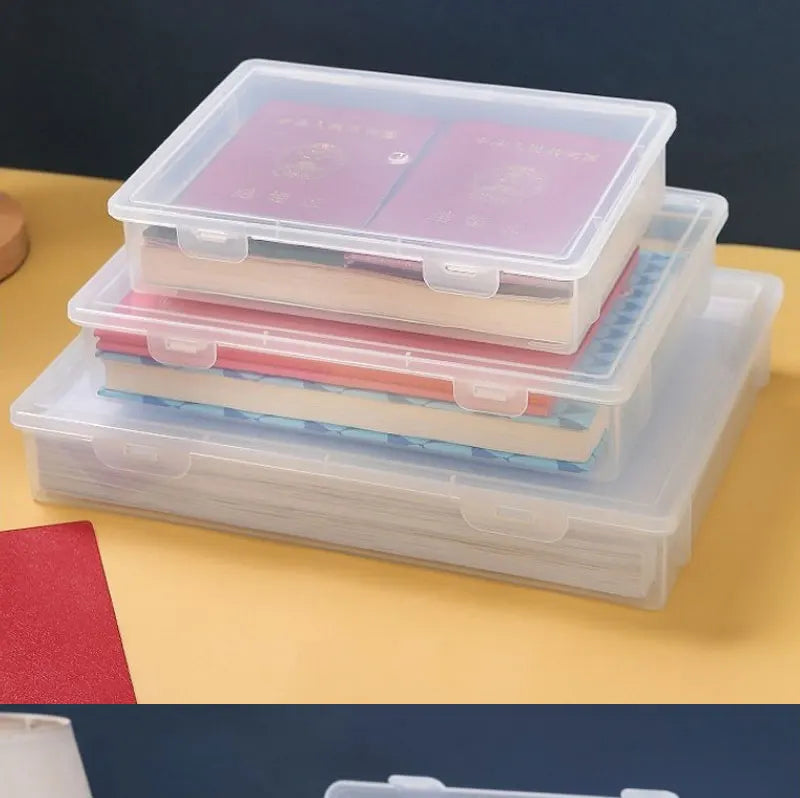 Boîte de rangement en plastique pour fournitures, grande capacité, informations transparentes, enregistrement domestique, forme carrée, boîte de rangement transparente A4 by Sirius Flow