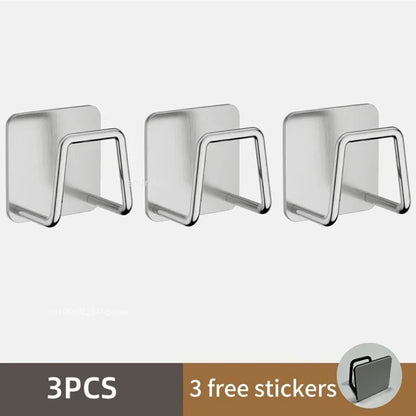 Porte-éponges d'évier de cuisine en acier inoxydable, égouttoir auto-adhésif, support de séchage, crochets muraux de cuisine, organisateur de rangement d'accessoires by Sirius Flow