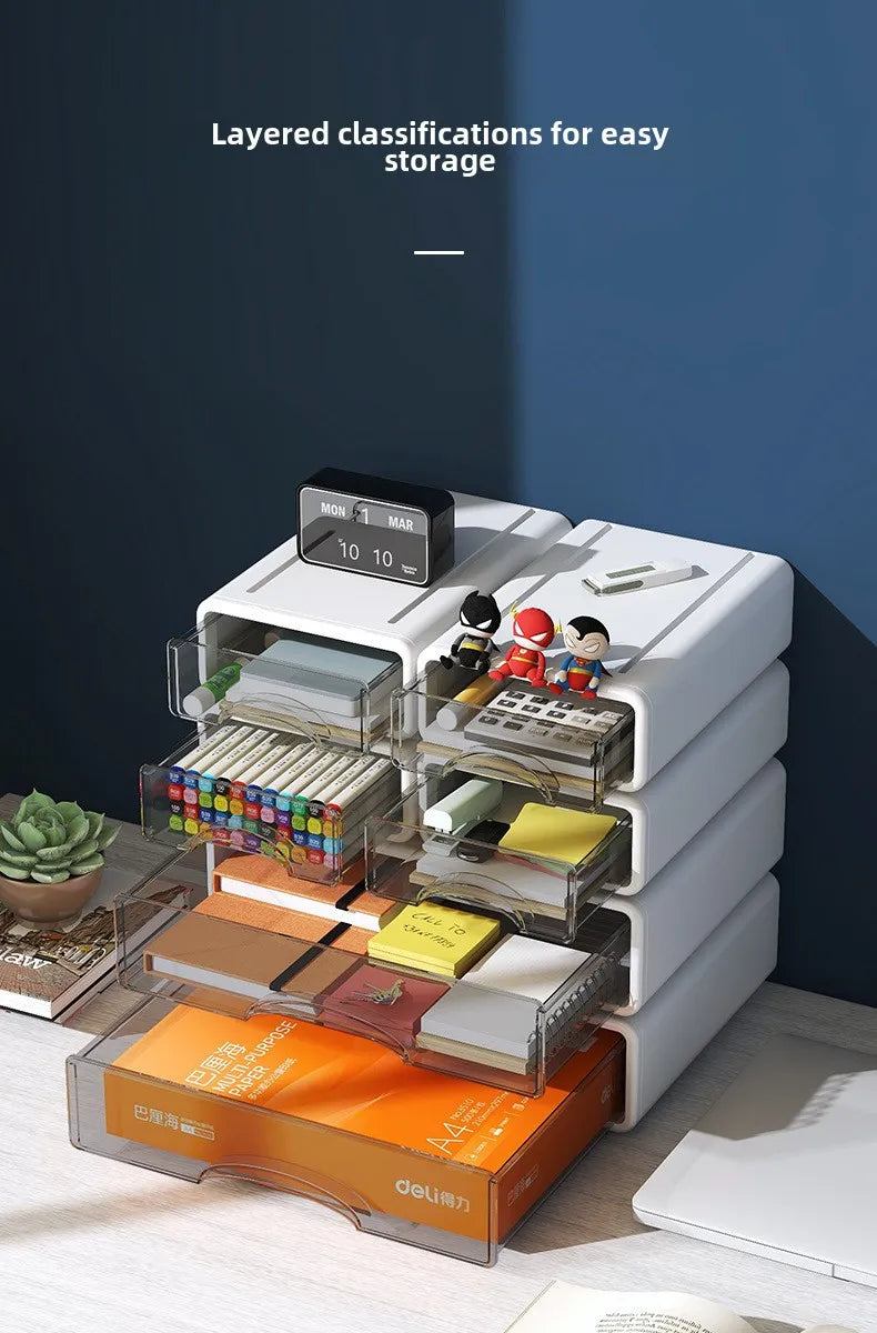 Boîte en plastique, organisateur de bureau, tiroir, boîte de rangement de maquillage, conteneur de bijoux empilable, grand masque, rangement de médicaments de bureau, anti-poussière by Sirius Flow