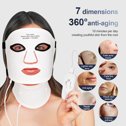 Masque de thérapie à la lumière rouge en Silicone, masque facial LED 7 couleurs, Anti-vieillissement, rajeunissement, masque Facial éclaircissant avec coussin de Protection des yeux by Sirius Flow