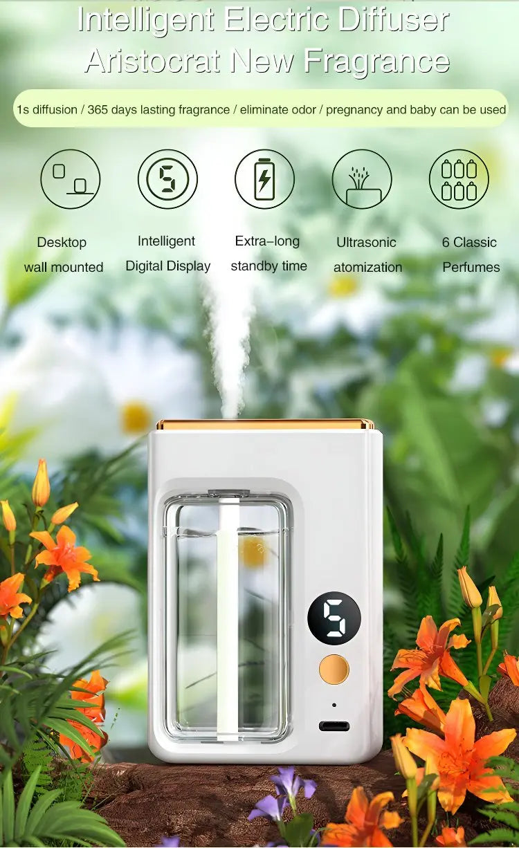 Diffuseur automatique de parfum de voiture d'aromathérapie, avec affichage, humidificateur d'huile essentielle, désodorisation de salle de bains, désodorisant au jasmin by Sirius Flow