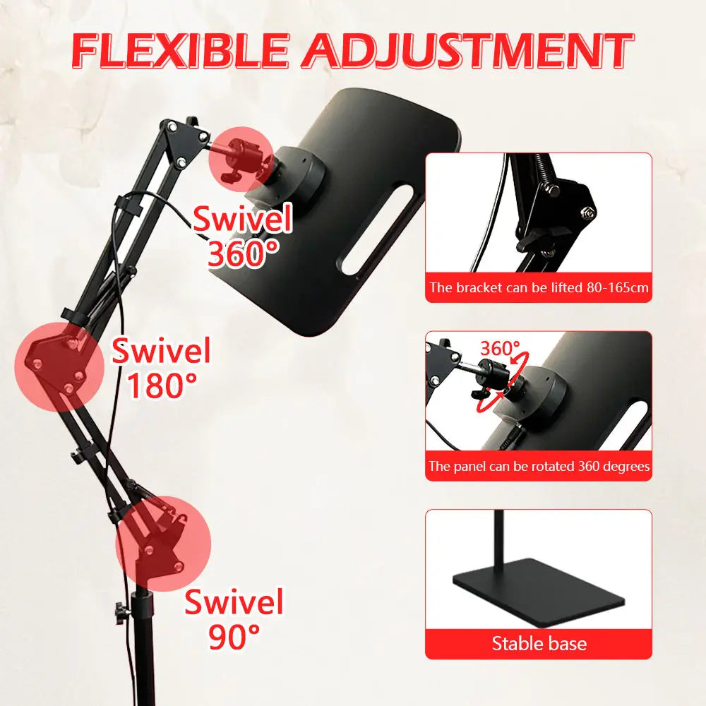 Lampe de luminothérapie rouge, dispositif de lumière infrarouge proche profonde de 660 et 850 nm avec support réglable et support de bureau pour le visage et le corps complet by Sirius Flow