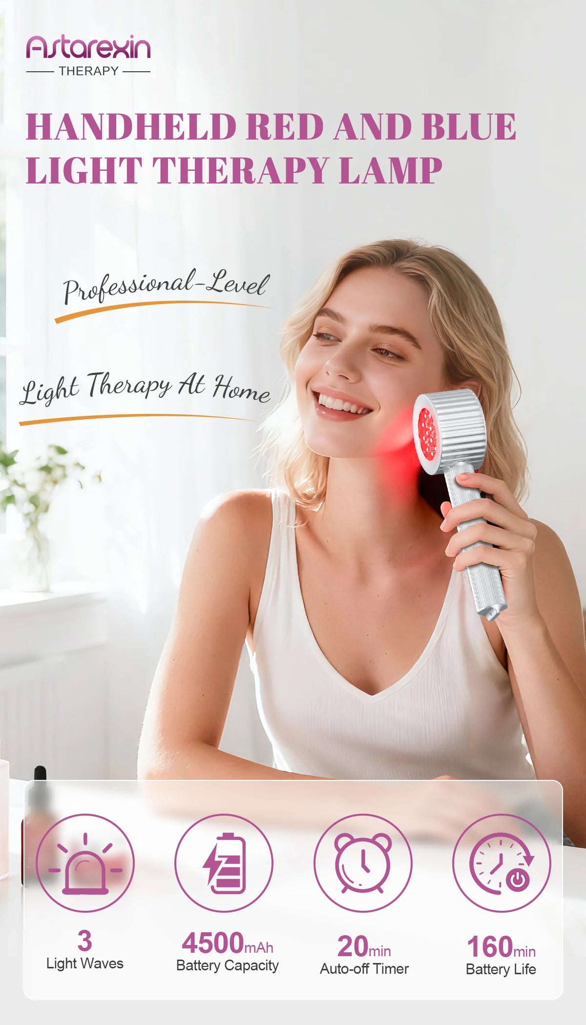 24 pièces led thérapie par la lumière rouge lumière infrarouge électrique lampe Portable stylo 660nm pour le visage et le corps 460nm thérapie par la lumière bleue 4500mAH by Sirius Flow