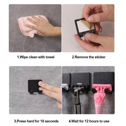 Porte-rasoir de salle de bain, crochet de rangement mural pour hommes, étagère pour rasoir, sans poinçon, accessoires d'organisation by Sirius Flow