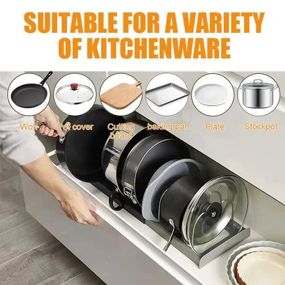 Rangement extensible en acier inoxydable T1, support d'armoire de cuisine pour casserole, couvercle de casserole, planche à découper, vaisselle de séchage d'ustensiles de cuisine, évaluation T1 by Sirius Flow