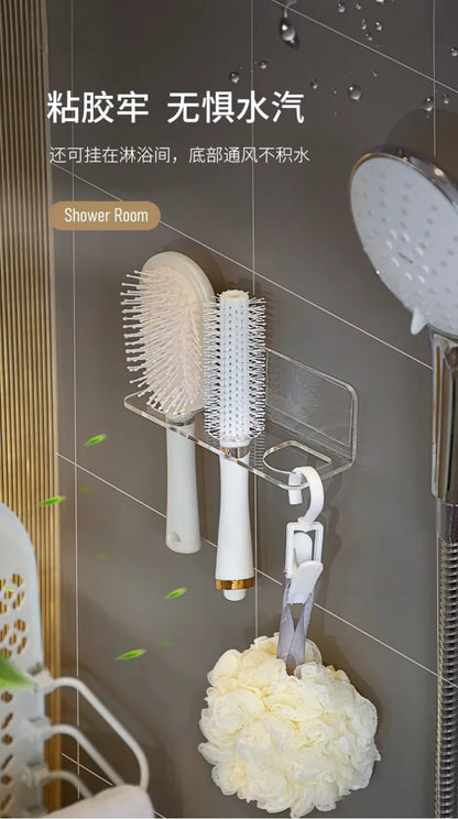 Porte-peigne mural en acrylique, étagère de rangement transparente, brosses à cheveux, accessoires pour la maison, T1 by Sirius Flow