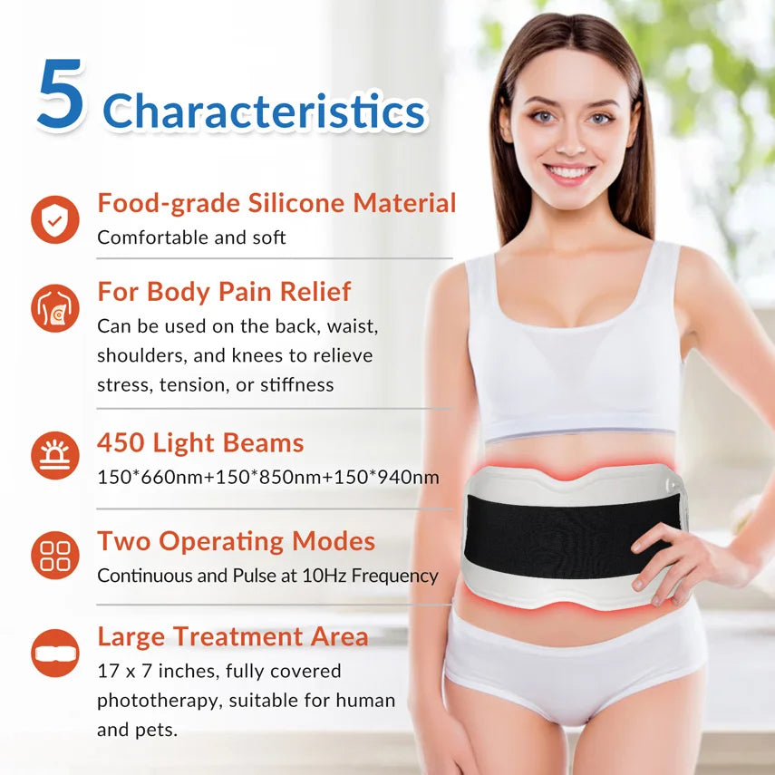 Dispositif de ceinture de coussin chauffant à lumière rouge LED infrarouge portable, photothérapie du cou et initié, 660nm, 850nm, 940nm, corps, instituts by Sirius Flow