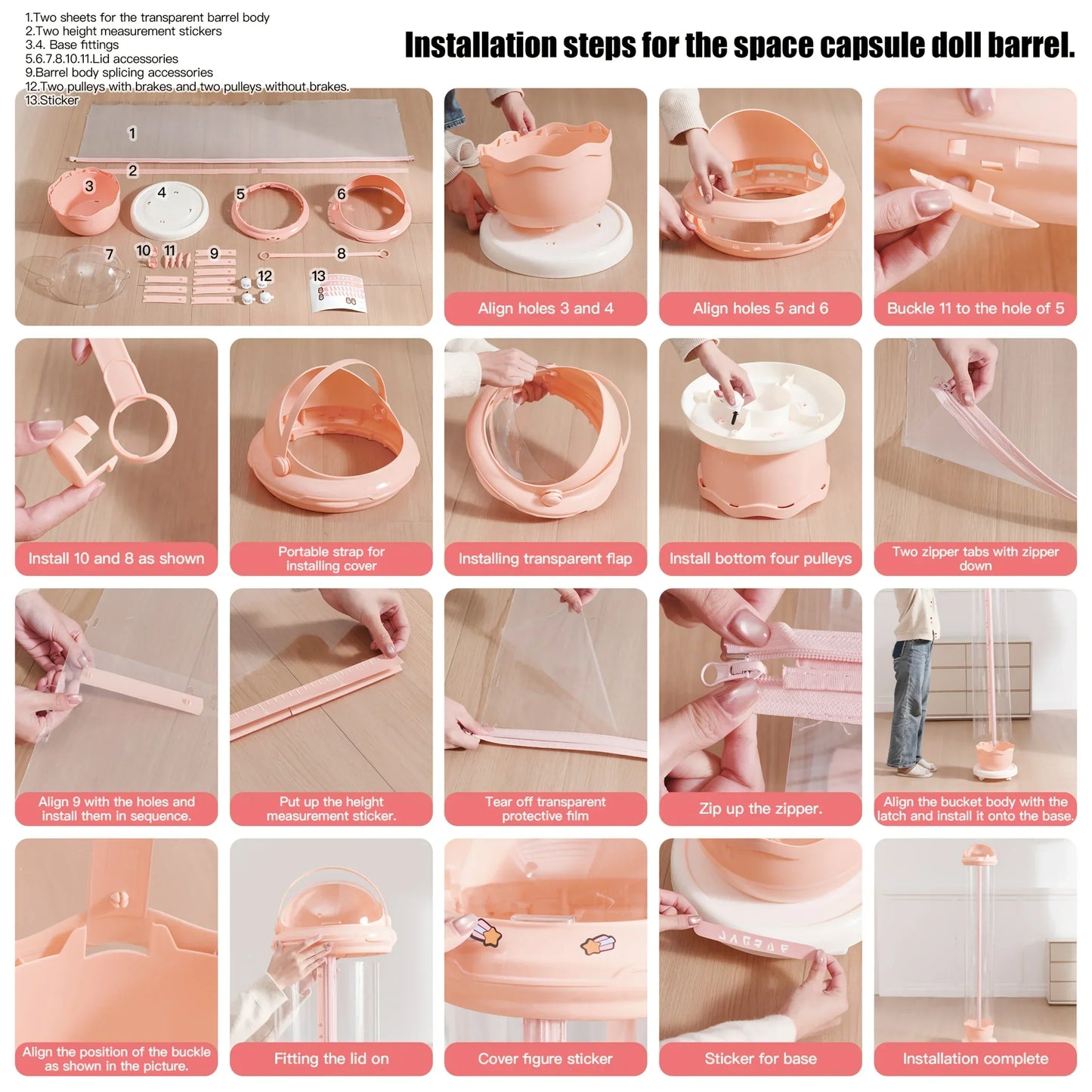 Boîte de rangement de poupées d'astronaute, boîtes de rangement de jouets en peluche pour enfants, plastique Transparent en peluche, rangement à domicile, poubelle à fermeture éclair by Sirius Flow