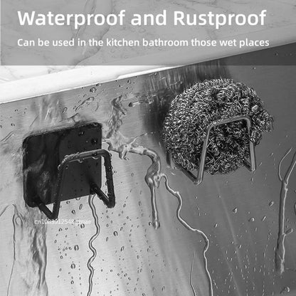 Porte-éponges d'évier de cuisine en acier inoxydable, égouttoir auto-adhésif, support de séchage, crochets muraux de cuisine, organisateur de rangement d'accessoires by Sirius Flow