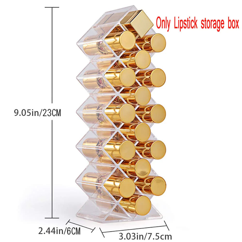 Boîte à bijoux de rouge à lèvres cosmétique à 16 grilles, porte-pinceaux de maquillage, boîte de rangement de rouge à lèvres, organisateur de maquillage en acrylique, mallette de rangement by Sirius Flow