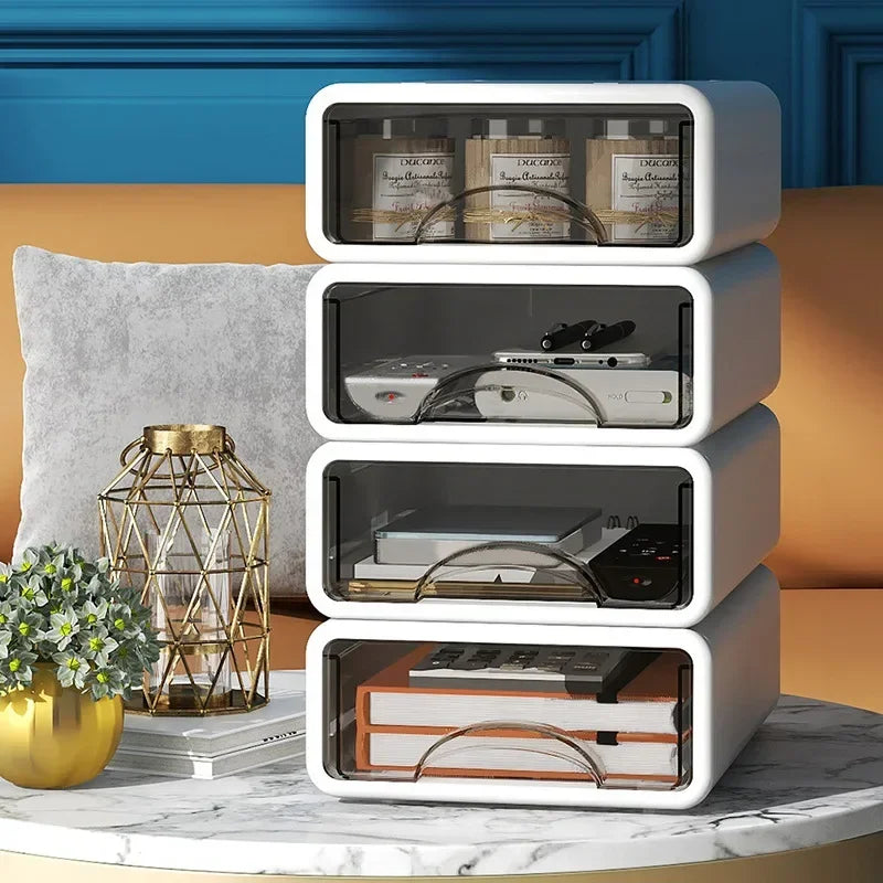 Boîte en plastique, organisateur de bureau, tiroir, boîte de rangement de maquillage, conteneur de bijoux empilable, grand masque, rangement de médicaments de bureau, anti-poussière by Sirius Flow