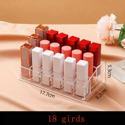 Boîte à bijoux de rouge à lèvres cosmétique à 16 grilles, porte-pinceaux de maquillage, boîte de rangement de rouge à lèvres, organisateur de maquillage en acrylique, mallette de rangement by Sirius Flow