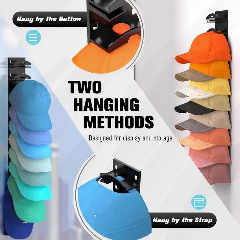 Porte-casquette mural à 10 grilles, porte-chapeau, casquette de Baseball, porte-serviettes, cintre de placard, organisateur de rangement, accessoires gain de place by Sirius Flow