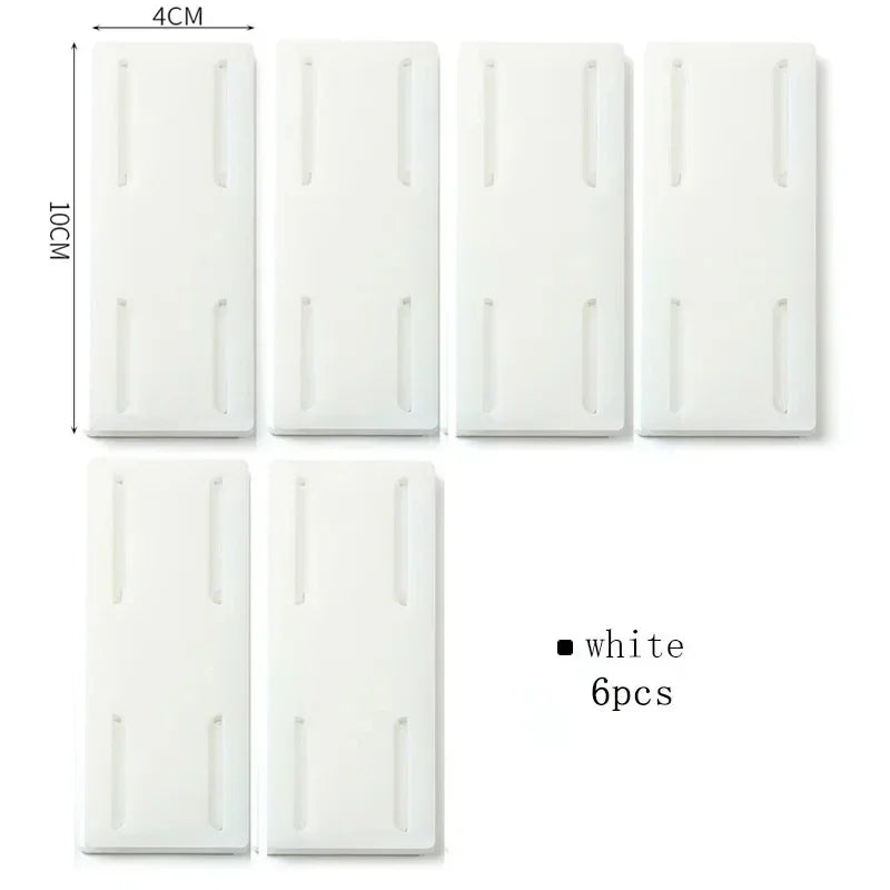 Six plaques blanches rectangulaires 10x4 cm avec rainures, lot de 6 pièces