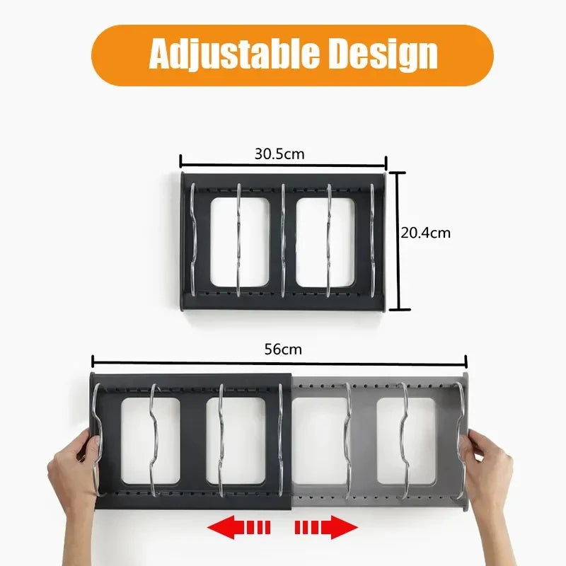 Rangement extensible en acier inoxydable T1, support d'armoire de cuisine pour casserole, couvercle de casserole, planche à découper, vaisselle de séchage d'ustensiles de cuisine, évaluation T1 by Sirius Flow
