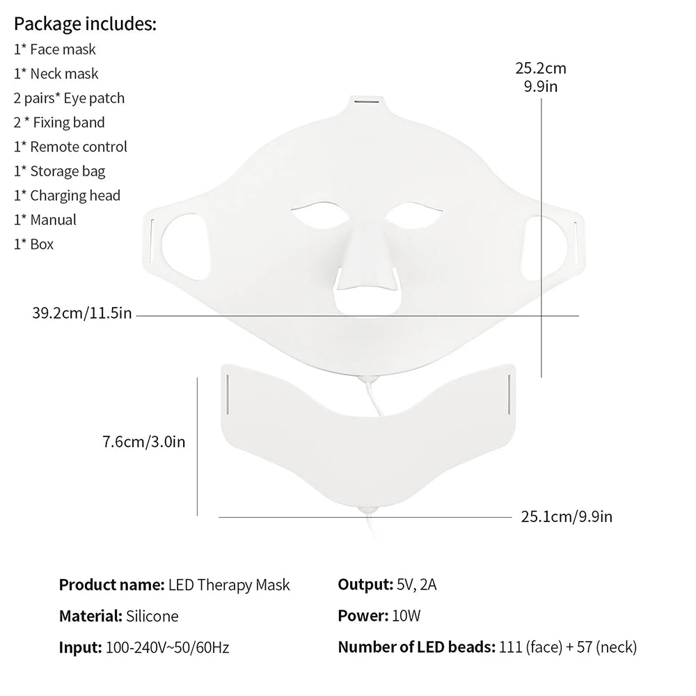 Foreverlily visage cou Silicone masque LED 7 couleurs lumière LED photonique thérapie 3D Flexible masque de beauté du visage peau éclaircir soins de la peau by Sirius Flow