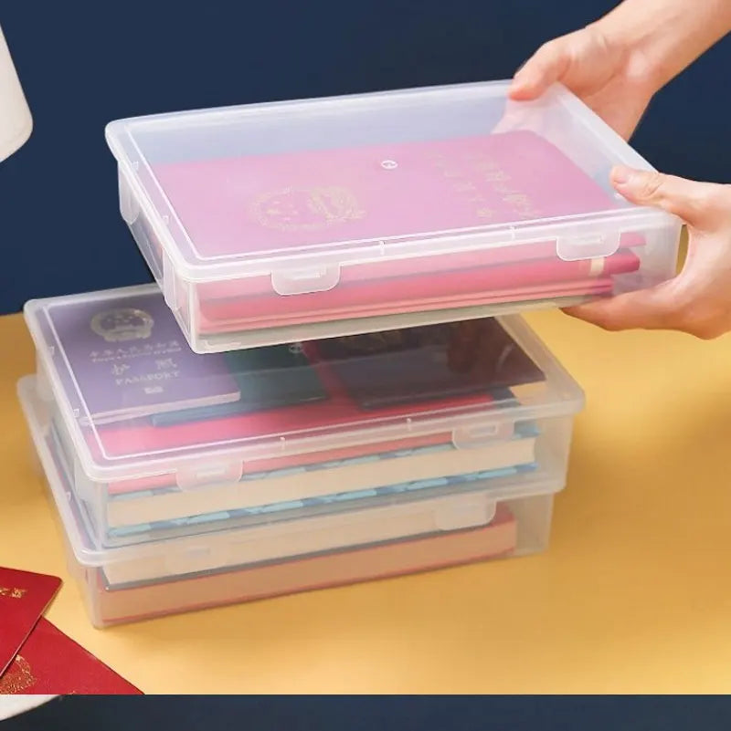 Boîte de rangement en plastique pour fournitures, grande capacité, informations transparentes, enregistrement domestique, forme carrée, boîte de rangement transparente A4 by Sirius Flow