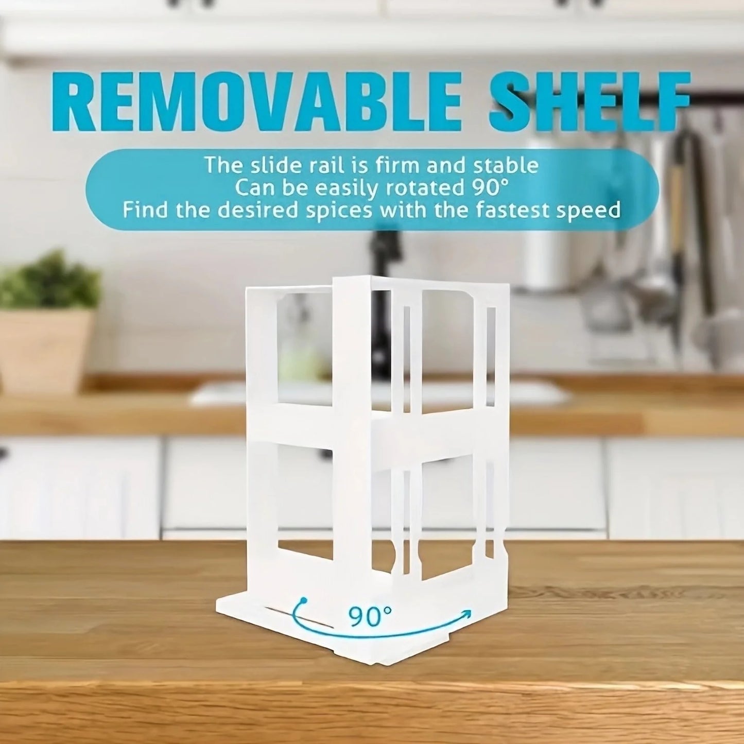 Support de stockage d'épices 1 pièce, support de stockage d'articles pivotant à 90 degrés, support de rangement à 2 niveaux sur comptoir, petit support de rangement et organisateur by Sirius Flow