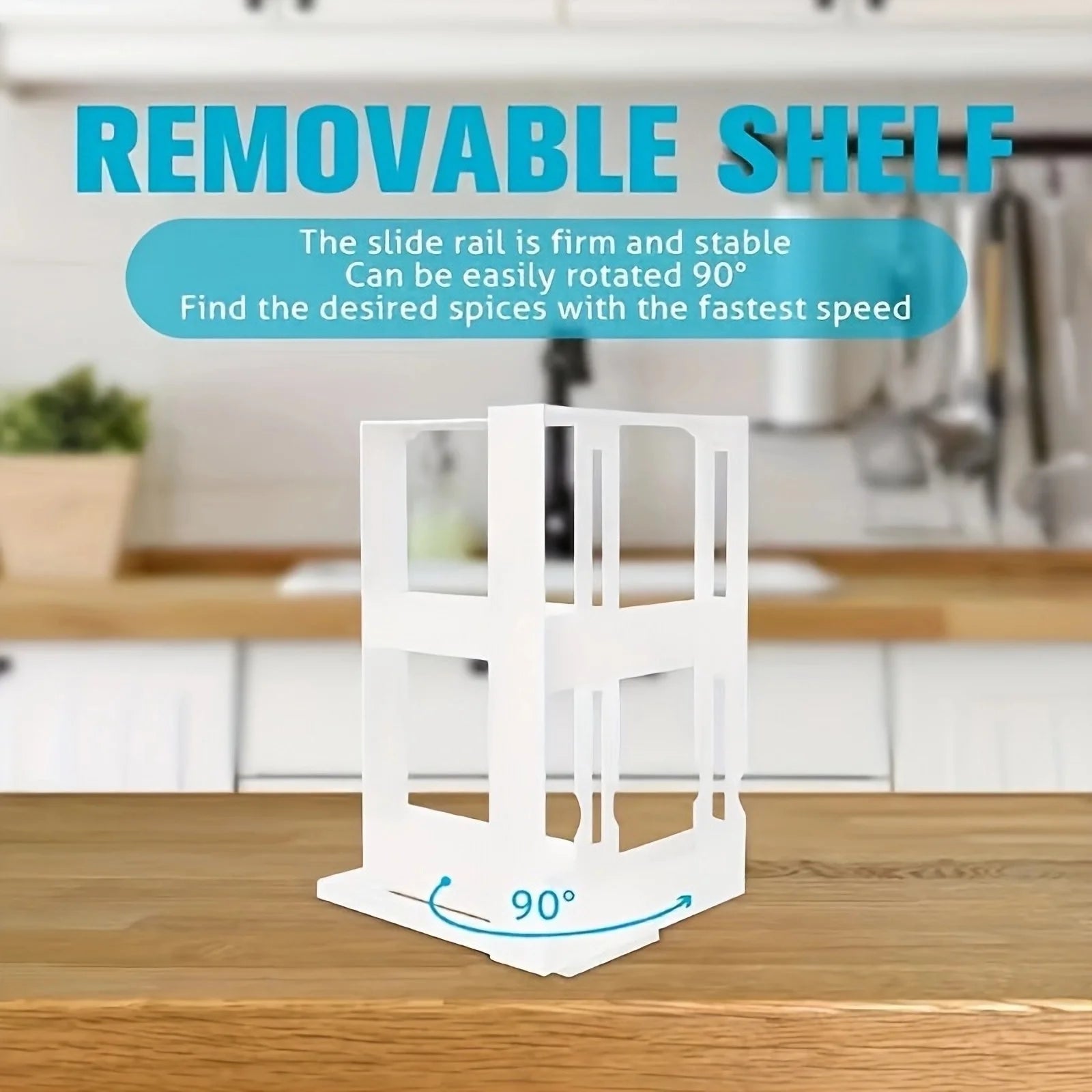 Support de stockage d'épices 1 pièce, support de stockage d'articles pivotant à 90 degrés, support de rangement à 2 niveaux sur comptoir, petit support de rangement et organisateur by Sirius Flow