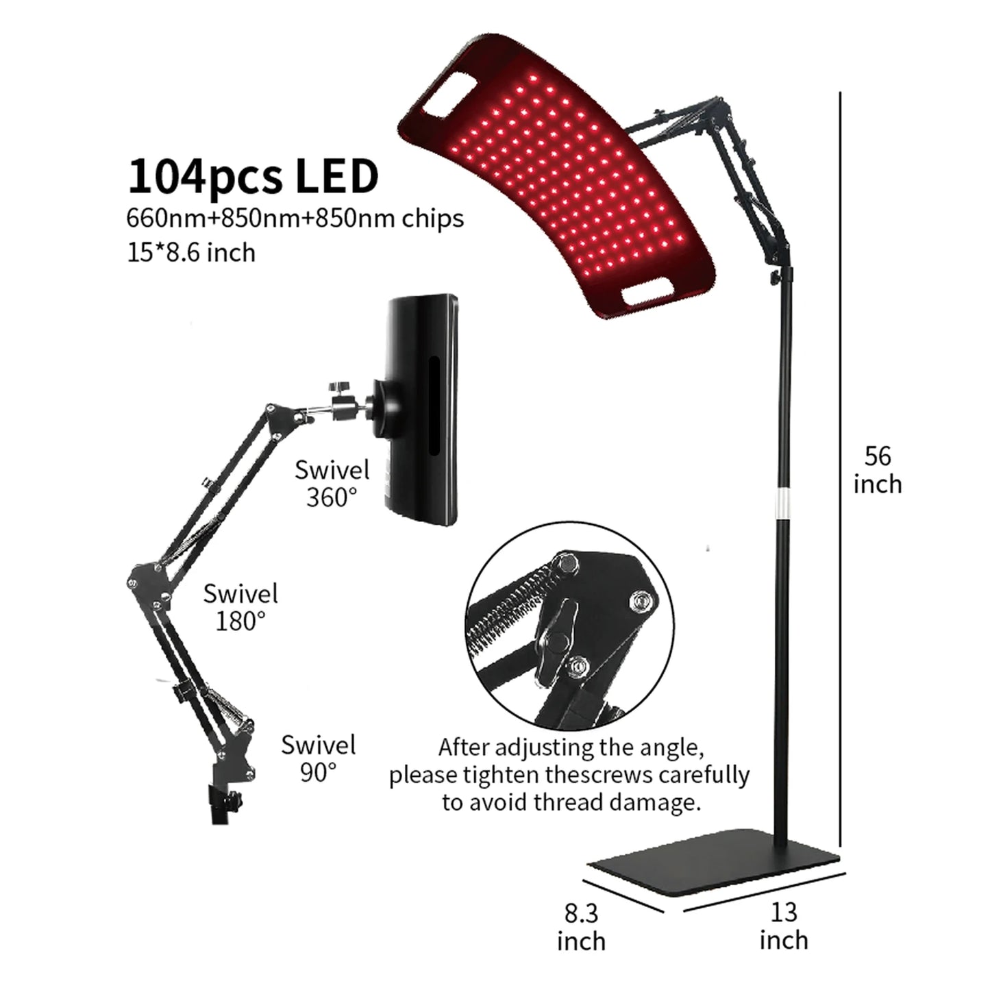Lampe à lumière rouge pour le corps, panneau de lumière infrarouge avec support, lumière rouge 660nm et dispositif de lumière proche infrarouge 850nm by Sirius Flow