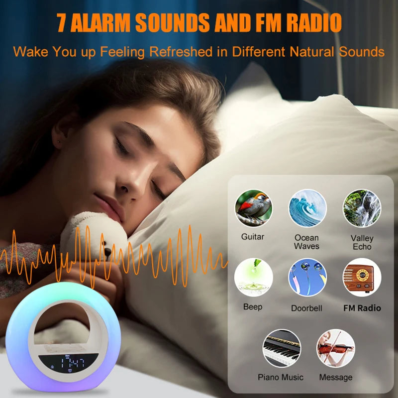 Réveil lumineux avec Simulation de lever du soleil, Radio FM, veilleuse, sons naturels, aide au sommeil pour enfants, dormeurs lourds by Sirius Flow