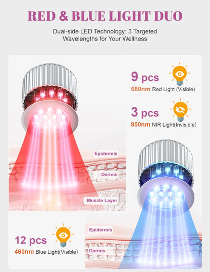 24 pièces led thérapie par la lumière rouge lumière infrarouge électrique lampe Portable stylo 660nm pour le visage et le corps 460nm thérapie par la lumière bleue 4500mAH by Sirius Flow