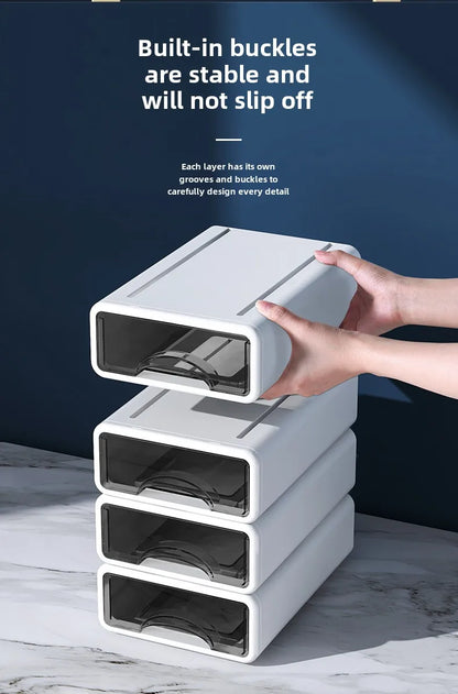 Boîte en plastique, organisateur de bureau, tiroir, boîte de rangement de maquillage, conteneur de bijoux empilable, grand masque, rangement de médicaments de bureau, anti-poussière by Sirius Flow