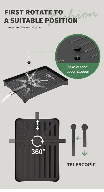 Égouttoir à vaisselle à 2 niveaux, Égouttoir à couverts avec bec verseur et égouttoir, Porte-couverts, Porte-gobelet, Étagère de rangement pour comptoir de cuisine by Sirius Flow