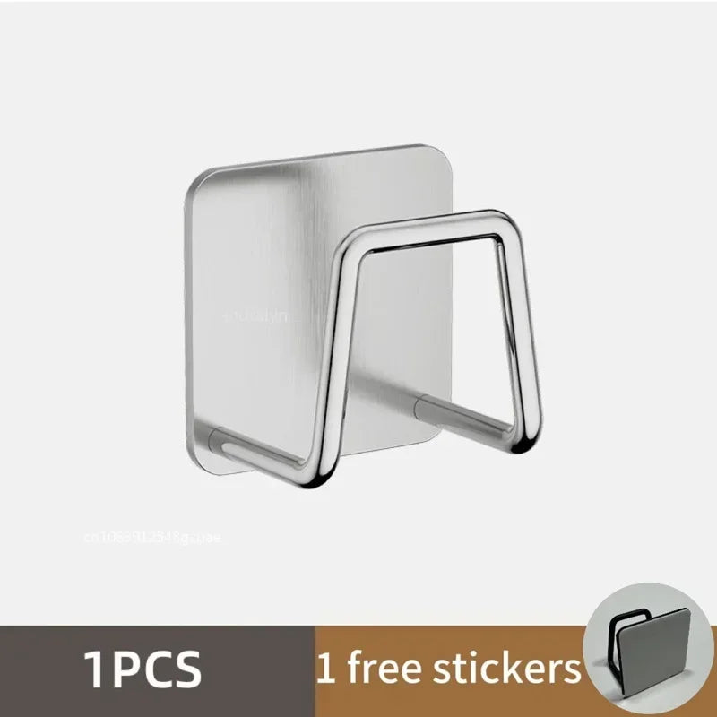 Porte-éponges d'évier de cuisine en acier inoxydable, égouttoir auto-adhésif, support de séchage, crochets muraux de cuisine, organisateur de rangement d'accessoires by Sirius Flow