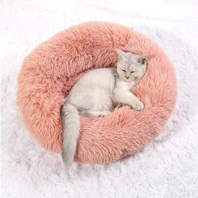 Lit rond en peluche super doux pour animaux de compagnie, lit pour grand chien, maison pour chat, long, moyen, sommeil chaud, hiver, 40-90cm by Sirius Flow