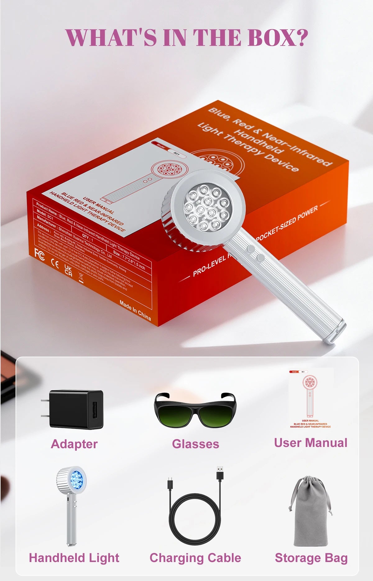 24 pièces led thérapie par la lumière rouge lumière infrarouge électrique lampe Portable stylo 660nm pour le visage et le corps 460nm thérapie par la lumière bleue 4500mAH by Sirius Flow