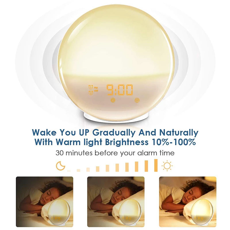 Réveil lumineux avec Simulation de lever du soleil, Radio FM, veilleuse, sons naturels, aide au sommeil pour enfants, dormeurs lourds by Sirius Flow