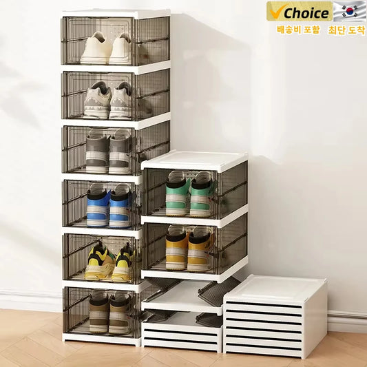 Boîte à chaussures pliable à 6 couches, anti-poussière, empilable, bacs en plastique épais transparents, organisateur de chaussures pour baskets, organisateurs d'armoire by Sirius Flow