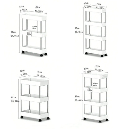 Support de rangement à espace mobile à 3/4 niveaux, chariot utilitaire roulant, étagère de rangement, cuisine salle de bains, organisateur coulissant mince, étagère de salon by Sirius Flow