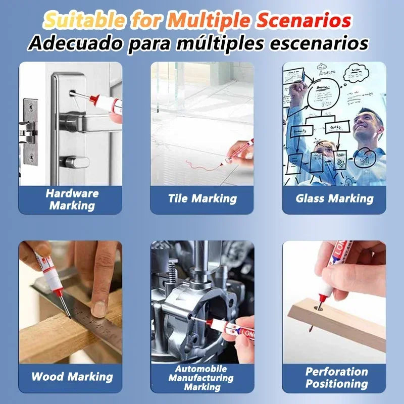 Marqueurs Tête Longue 20 mm Multisurface Étanches Pour Bois et Métal Professionnels - Sirius Flow 