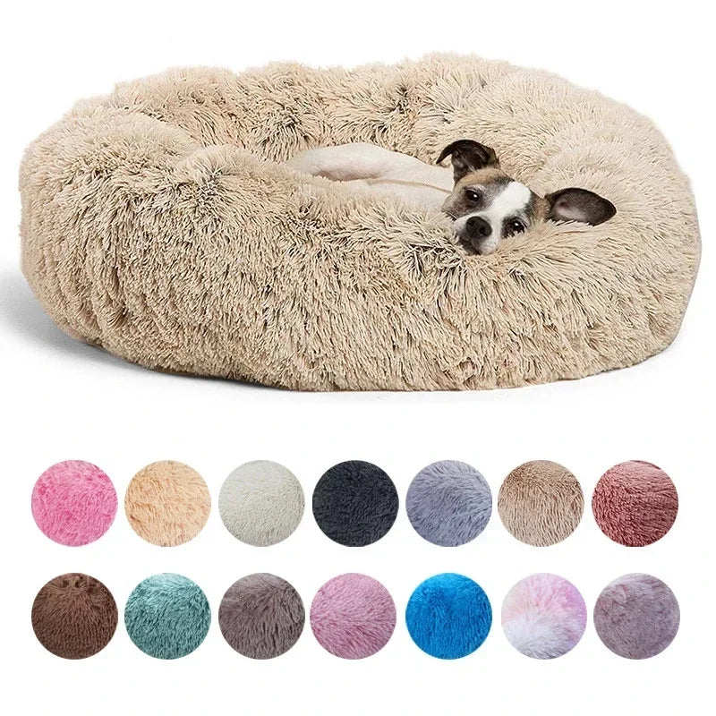 Lit rond en peluche super doux pour animaux de compagnie, lit pour grand chien, maison pour chat, long, moyen, sommeil chaud, hiver, 40-90cm by Sirius Flow