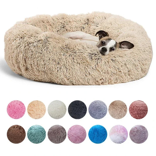 Lit rond en peluche super doux pour animaux de compagnie, lit pour grand chien, maison pour chat, long, moyen, sommeil chaud, hiver, 40-90cm by Sirius Flow