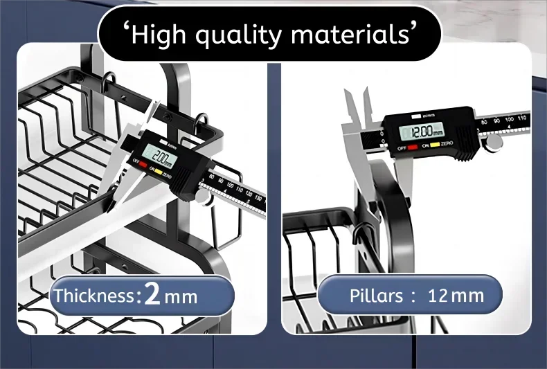 Égouttoir à vaisselle Compact à 2 niveaux, ensemble de égouttoir à vaisselle de cuisine, grand égouttoir à vaisselle antirouille avec porte-ustensiles by Sirius Flow