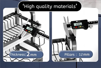 Égouttoir à vaisselle Compact à 2 niveaux, ensemble de égouttoir à vaisselle de cuisine, grand égouttoir à vaisselle antirouille avec porte-ustensiles by Sirius Flow